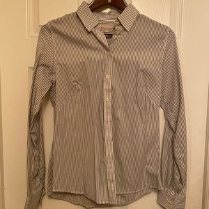 White with black pinstripes button down shirt, non-iron